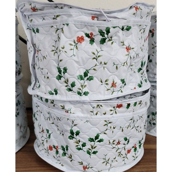 VTG Christmas Ornament Zip Storage Bags Christmas Holly Holiday Lillian Vernon - Picture 3 of 16